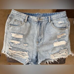 Distressed Light Blue Denim shorts